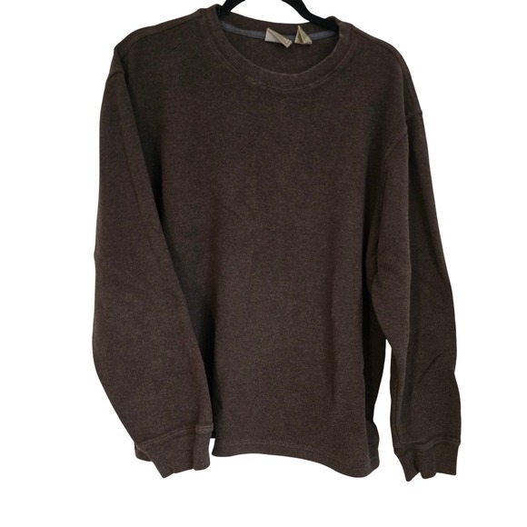 LL Bean Men's Long Sleeve Crew Neck Cotton Thermal Shirt Brown L REG - Picture 4 of 7